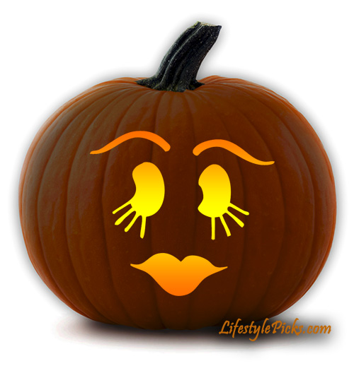 Free Girly Jack O Lantern Face Pumpkin Carving Stencil