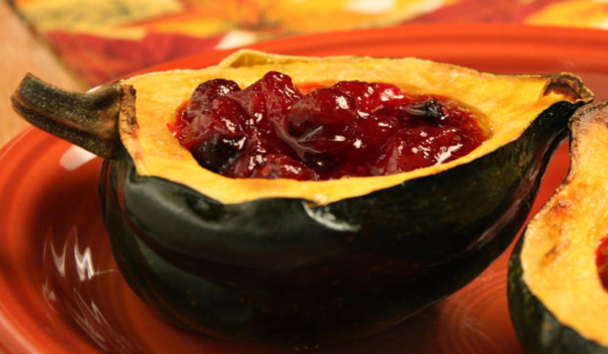 Cranberry Filled Acorn Squash - Fall Recipes