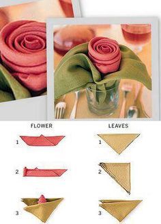 Rose napkin folding instructions