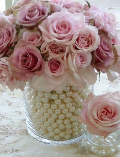 roses pearls centerpiece