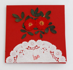 Doily and Red Roses Valentine Card