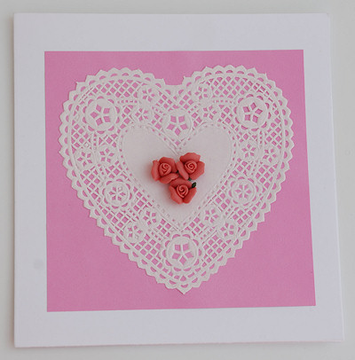 Heart-shaped Doily and Roses Valentine